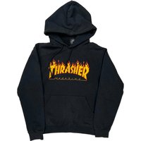 Skateboarding Thrasher Graphic Hoodie - Small Black Cotton