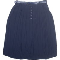 CANDA Belted Womens A-Line Skirt Blue Midi Viscose