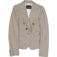 MAX&CO Womens Blazer Jacket Beige Wool Houndstooth