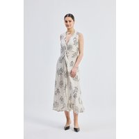 Front Twist Maxi dress in Black Florals