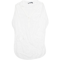 ZARA Seim Sheer Womens Shirt Dress White Long Sleeve Hi-Low