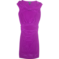 LAUREN RALPH LAUREN Stretch Womens Bodycon Dress Purple Short Sleeve Midi