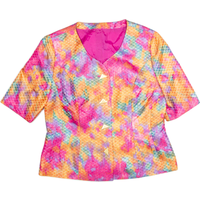 MODE KOLLER BASEL Short Sleeve Scale Design Womens Blazer Jacket Pink s Crazy Pattern