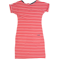WEIRD FISH Womens Shirt Dress Red Striped Short Sleeve Knee Length