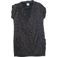 REISS Love Womens Shift Dress Black Animal Print Short Sleeve Knee Length