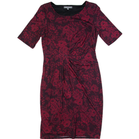 LAURA ASHLEY Womens Bodycon Dress Red Floral Short Sleeve Knee Length