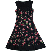 LAURA ASHLEY Womens A-Line Dress Black Floral Sleeveless Midi