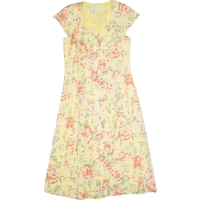 COLDWATER CREEK Womens Tea Dress Yellow s Floral Sleeveless Long