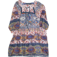 ZARA BASIC Oversized Womens Day Dress Blue Silk Crazy Pattern Short