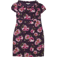 BODEN Womens Day Dress Purple Wool Floral Short Sleeve Knee Length