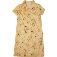 Womens Shift Dress Yellow s Striped Short Sleeve Midi