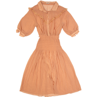 MING YING Womens A-Line Dress Orange Short Sleeve Midi