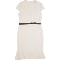 KAREN MILLEN Womens Mermaid Dress Cream Short Sleeve Midi