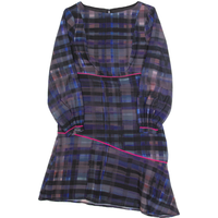 MINT VELVET Womens Day Dress Black Check Long Sleeve Knee Length