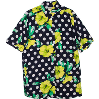 RASPBERRY COLLECTION Womens Shirt Dress Blue Floral Short Sleeve Short