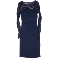 PHASE EIGHT Lined Womens Bodycon Dress Blue Long Sleeve Midi