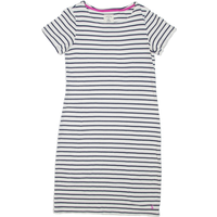 JOULES Womens Shirt Dress White Striped Short Sleeve Knee Length