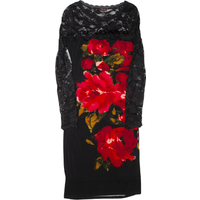 PHASE EIGHT Womens Bodycon Dress Black Viscose Floral Long Sleeve Midi