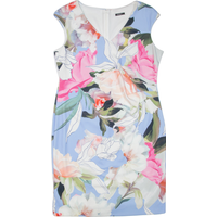 ROMAN Womens Day Dress Blue Viscose Floral Sleeveless Knee Length