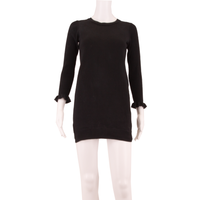 WHISTLES Womens Jumper Dress Black Knit Long Sleeve Short