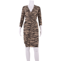 HOBBS LONDON Womens Wrap Dress Brown Viscose Animal Print Knee Length
