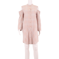 ALL SAINTS Womens Shift Dress Pink Check Long Sleeve Knee Length