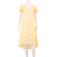 ALICE & OLIVIA Womens A-Line Dress Yellow Floral Short Sleeve Midi