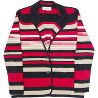 CALVIN KLEIN Blazer Style Womens Patterned Cardigan Red Striped V-Neck