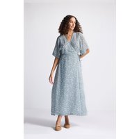 Maxi Wrap Dress in Light Blue Florals