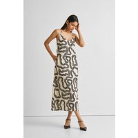 Midi Slip Dress in Black Stripes