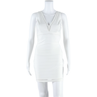 GUESS Lace Trim Womens Pencil Dress White Striped Sleeveless Knee Length