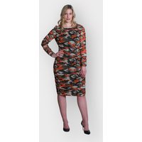 Boudicca Orange Camouflage Ruched Midi Dress -Inclusive Plus Size up to