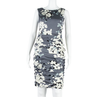 COAST Womens Bodycon Dress Grey Silk Floral Sleeveless Knee Length