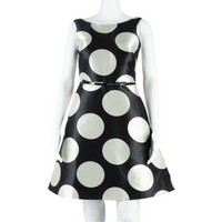 COAST Womens Skater Dress Black Polka Dot Sleeveless Knee Length