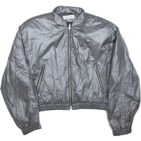 BAZAR Cropped Womens Bomber Jacket Grey Wool