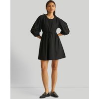 Shirt Dress with Balloon Sleeves in Black