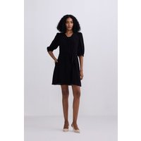 Short Dress with a Waist-tie in Black