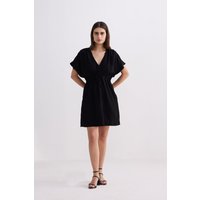 Oversized Gathered Short Dress in Black