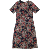BRANDYWINE CREEK Womens A-Line Dress Blue s Floral Short Sleeve Long