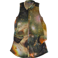 EVIL TWIN Galaxy Design Womens Shirt Dress Black Sleeveless Knee Length