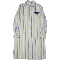 Womens Shift Dress Beige Striped Long Sleeve Midi