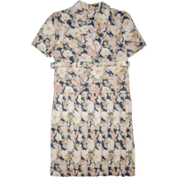 Womens Shirt Dress Blue s Floral Short Sleeve Midi