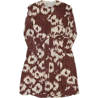 Womens A-Line Dress Brown s Crazy Pattern Long Sleeve Knee Length