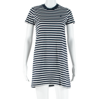 KANGOL Womens Shirt Dress Blue Striped Short Sleeve Short