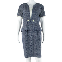 JEAN BAILEY Womens Pencil Dress Blue Spotted Short Sleeve Knee Length