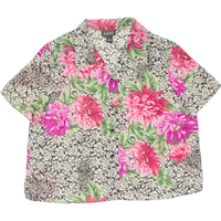 VIRGO Womens Printed Blouse Pink V-Neck Floral