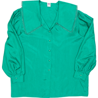 C&A Womens Blouse Green Long Sleeve Silk
