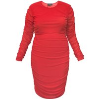Plus Size Red Ruched Midi Dress - Boudicca - Up to