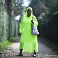 Aphrodite Neon Lime Holiday Resort Midi Dress With Hoodie -Inclusive Plus Size up to
