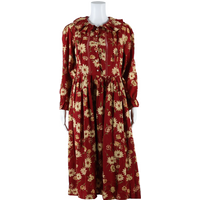 GOOD DAY HOE Womens A-Line Dress Red Floral Long Sleeve Midi